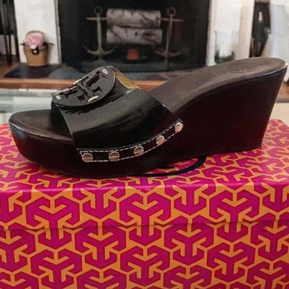Tory Burch Black Wedge Sandals